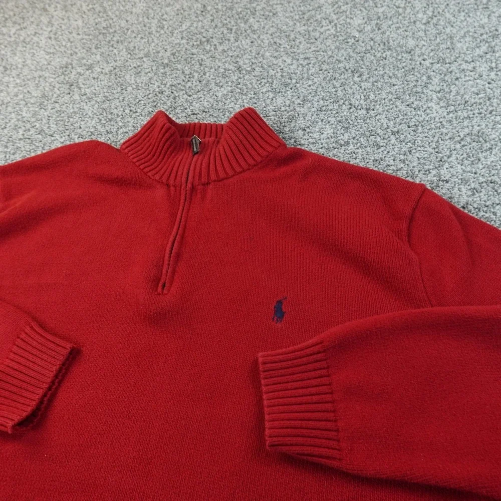 VTG Polo Ralph Lauren Sweater Mens 3XB Red Pony Logo 1/4 Zip‎ Mock Neck Pullover